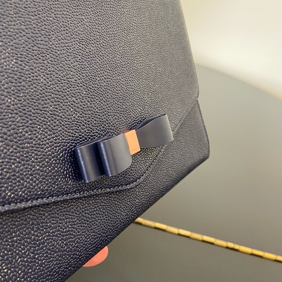 NWT Authentic Navy Ted Baker Krystan Bow Leather Envelope Pouch/bag - Picture 6 of 17